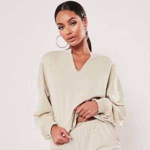 Missguided raw edge cropped sweatshirt